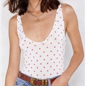 Nasty Gal Other - Heart Print Slinky Bodysuit Nasty Gal Other - Heart Print Slinky Bodysuit